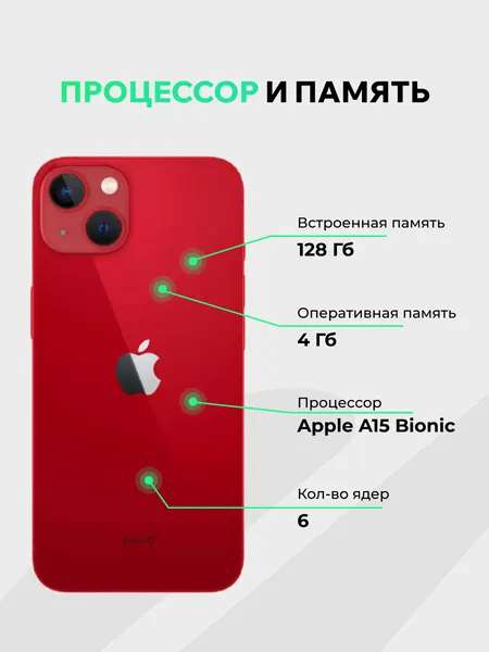 Изображение товара Смартфон восстановленный Apple iPhone 13 128GB ELNU Грейд A+ (Product Red)