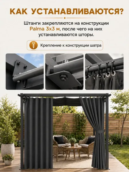 Изображение товара Штора для террасы Springhouse 3Х3М SAG31-3030 (серый)