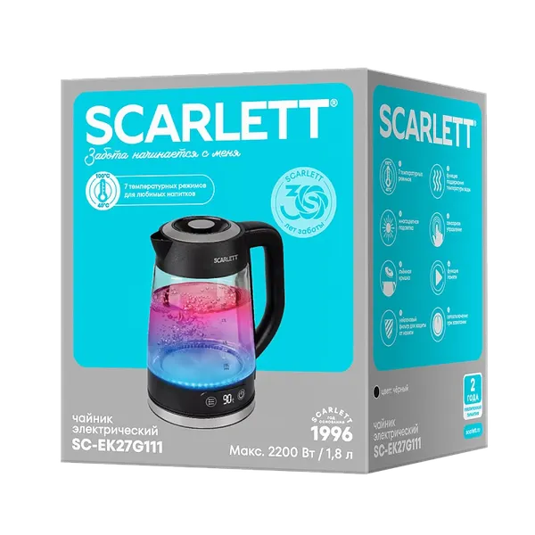 Изображение товара Электрочайник Scarlett SC-EK27G111 (черный)