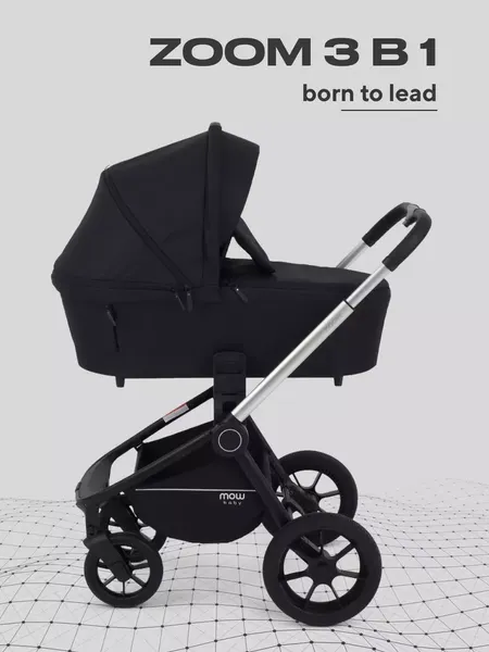 Изображение товара Детская универсальная коляска MOWbaby Zoom 3в1 / RA087 (Silver Black)
