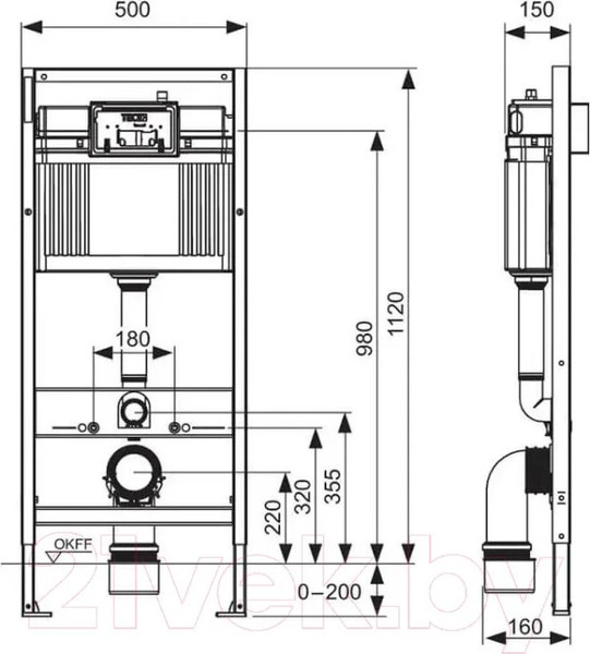 Изображение товара Унитаз подвесной с инсталляцией Grossman GR-4499SQ + TECE Kit 9400412 (с кнопкой)