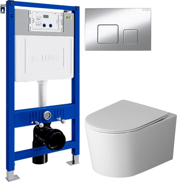 Изображение товара Унитаз подвесной с инсталляцией Grossman GR-4499SQ + Lauter 21901002 + Lauter 219701F (хром)