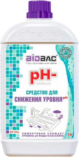 Изображение товара Средство для регулировки pH BIOBAC Пул минус BP-PHL (1л)