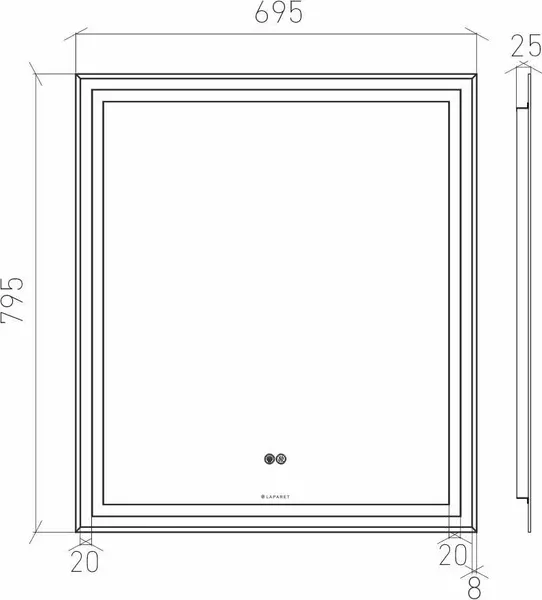 Изображение товара Зеркало Laparet Focus 70x80 (с подогревом)