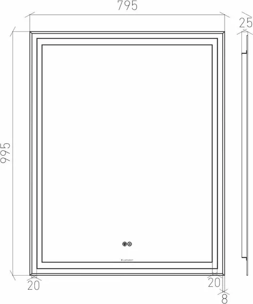 Изображение товара Зеркало Laparet Focus 80x100 (с подогревом)