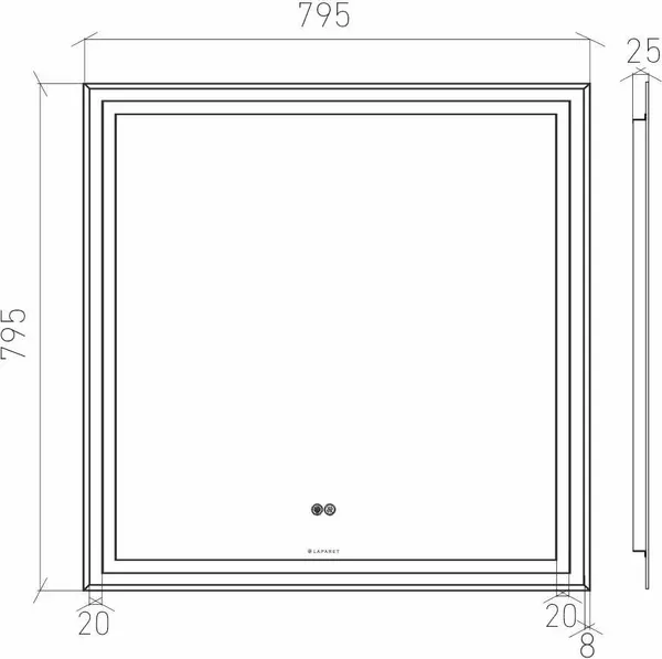 Изображение товара Зеркало Laparet Focus 80x80 (с подогревом)