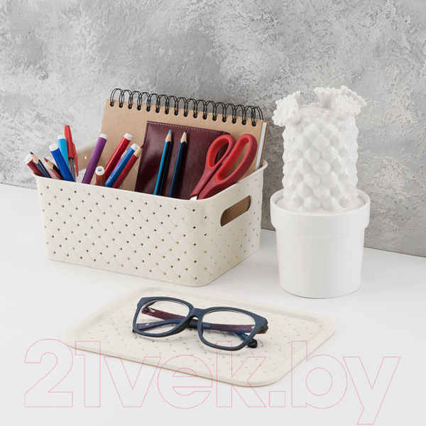 Изображение товара Корзина Violet Береста 3л с крышкой 521126 (слоновая кость)