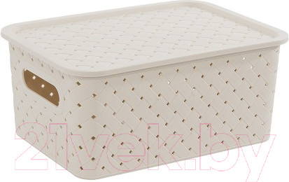 Изображение товара Корзина Violet Береста 3л с крышкой 521126 (слоновая кость)