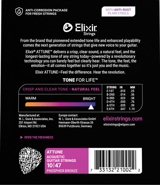Изображение товара Струна для акустической гитары Elixir Strings 21002 Attune 10-47
