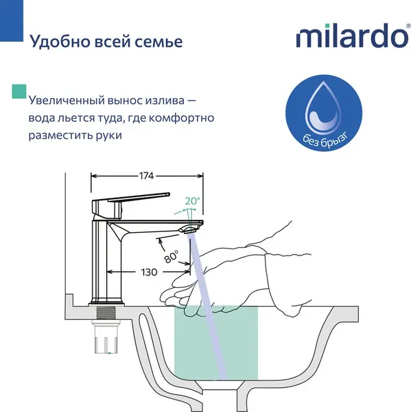 Изображение товара Смеситель Milardo Poli POLSB00M01 (хром глянцевый)