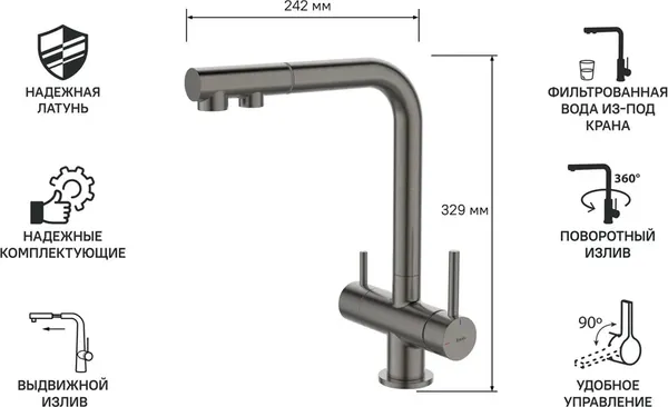 Изображение товара Смеситель IDDIS Umbra UMBGMPFi05 (графит)