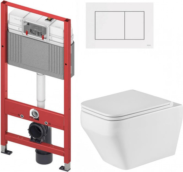 Изображение товара Унитаз подвесной с инсталляцией Grossman GR-4410SQ + TECE Kit 9400413 (с кнопкой)