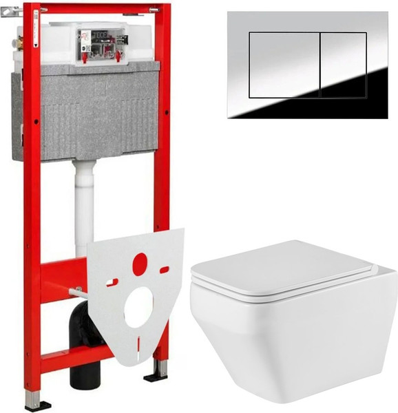 Изображение товара Унитаз подвесной с инсталляцией Grossman GR-4410SQ + TECE Kit 9400412 (с кнопкой)