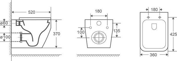 Изображение товара Унитаз подвесной с инсталляцией Grossman GR-4410SQ + TECE Kit 9400412 (с кнопкой)