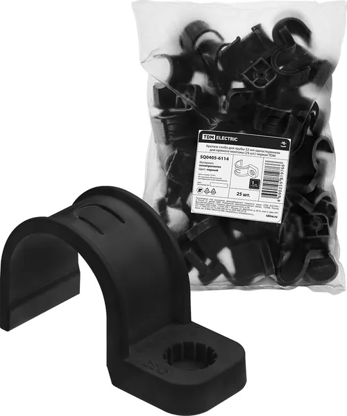 Изображение товара Скоба для трубы TDM SQ0405-6114 (25шт, черный)