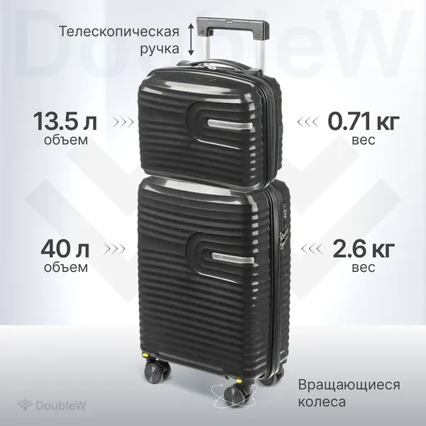 Изображение товара Набор чемоданов DoubleW Tero (S, черный)