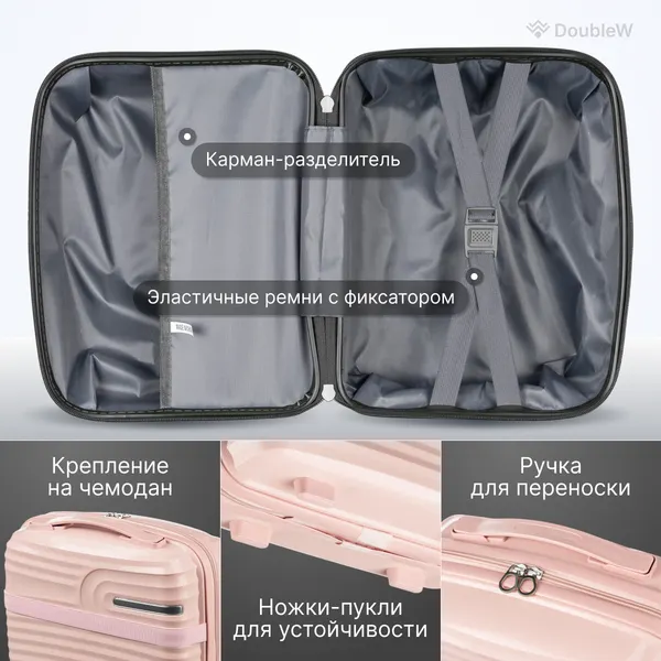 Изображение товара Набор чемоданов DoubleW Tero (S, светло-розовый)