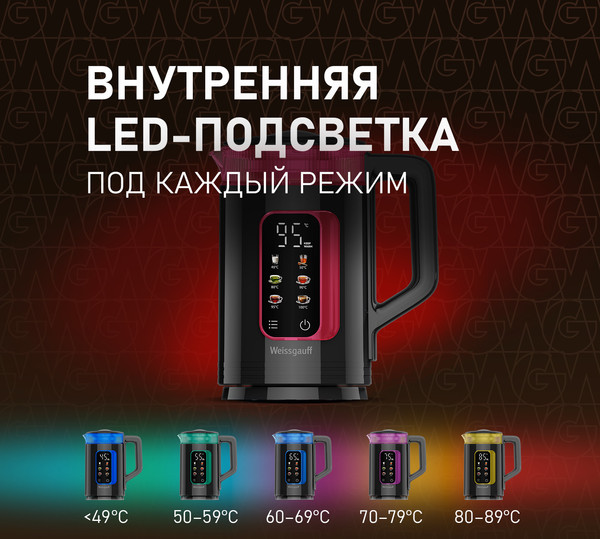 Изображение товара Электрочайник Weissgauff WK 1540 EasyFill Db Touch BodyCool