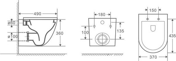 Изображение товара Унитаз подвесной с инсталляцией Grossman GR-4455SQ + TECE Kit 9400413 с сиденьем, с кнопкой