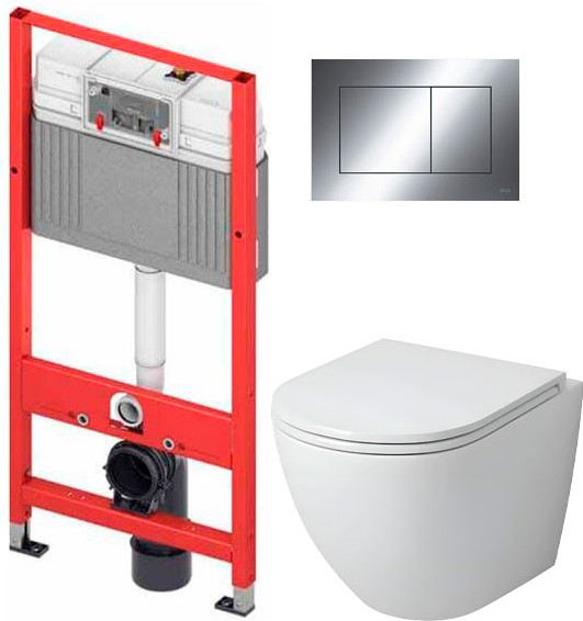 Изображение товара Унитаз подвесной с инсталляцией Grossman GR-4455SQ + TECE Kit 9400412 (с сиденьем, с кнопкой)
