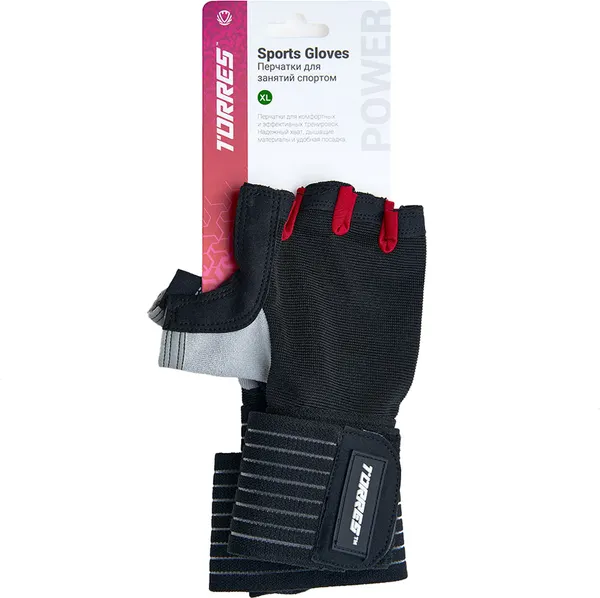Изображение товара Перчатки для пауэрлифтинга Torres PL6267XL (р.XL, черный)
