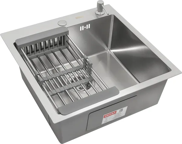 Изображение товара Мойка кухонная Arfeka ECO AR 55x50+CL AR+DS AR (Satin Decor Millet, с дозатором и коландером)