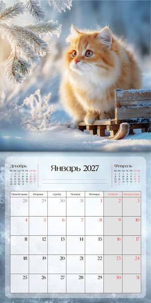 Изображение товара Календарь настенный BG Котики / 391063 (2027г)