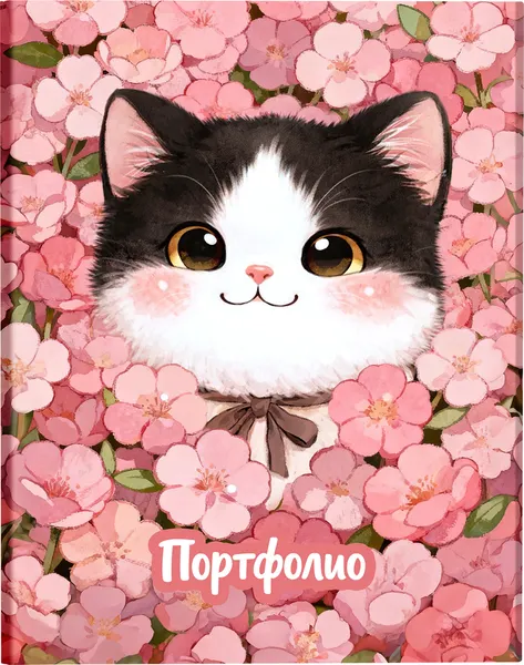 Изображение товара Папка адресная BG Портфолио для школьницы. Котенок в цветах / ПФ_72384