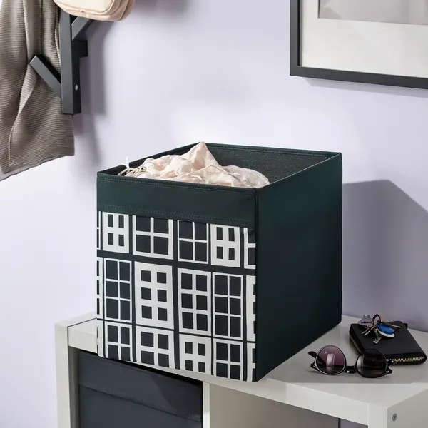Изображение товара Коробка для хранения Ikea Drona 906.101.86 (черный/узор)