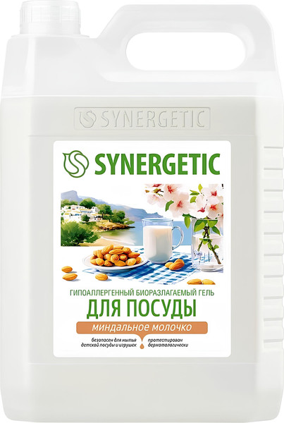 Изображение товара Средство для мытья посуды Synergetic Биоразлагаемое. Миндальное молочко (5л)