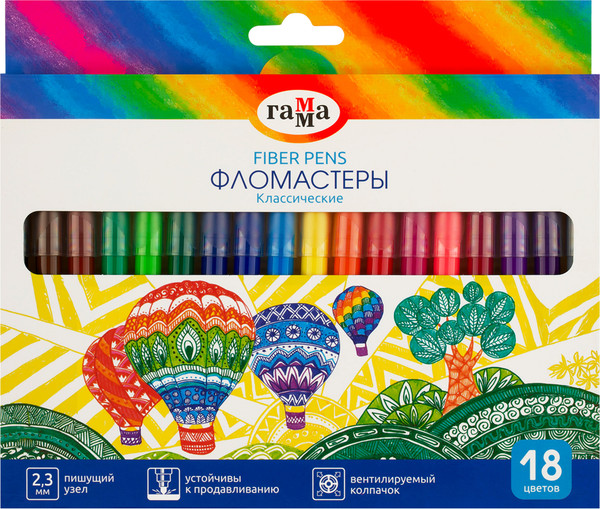 Изображение товара Фломастеры ГАММА Классические / 291225_18 (18цв)