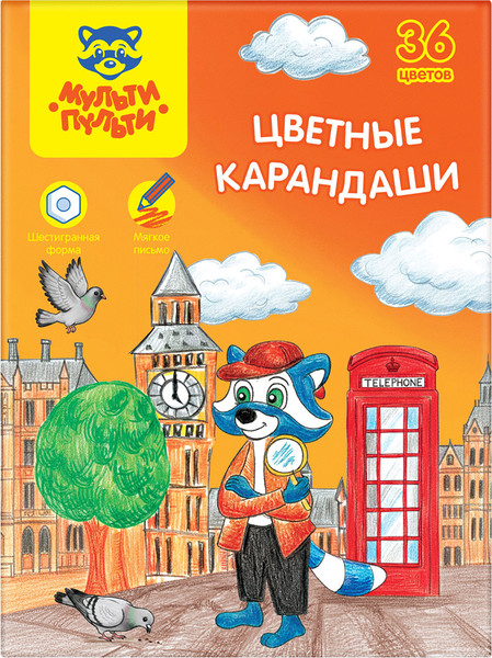 Изображение товара Набор цветных карандашей Мульти-пульти Енот в Англии / CP_67800 (36цв)