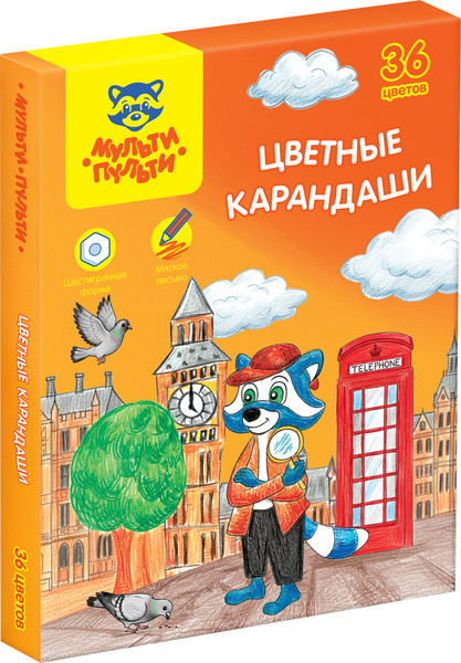 Изображение товара Набор цветных карандашей Мульти-пульти Енот в Англии / CP_67800 (36цв)