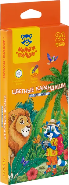Изображение товара Набор цветных карандашей Мульти-пульти Енот в джунглях / CP_67823 (24цв)