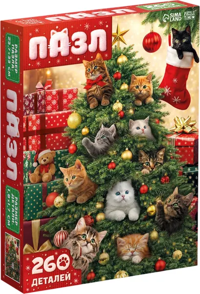 Изображение товара Пазл Puzzle Time Новогодние котики / 11028932 (260эл)