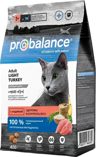 Сухой корм для кошек ProBalance Adult Light Turkey с индейкой (400г)