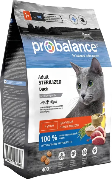 Сухой корм для кошек ProBalance Adult Sterilized Duck с уткой (400г)