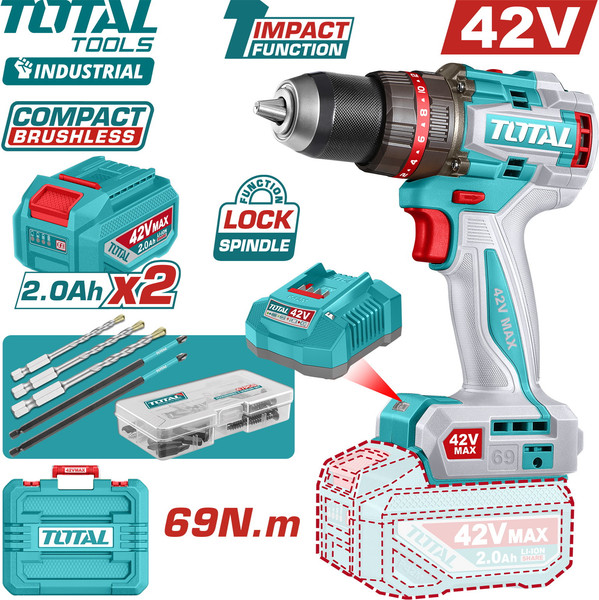 Изображение товара Аккумуляторная дрель-шуруповерт TOTAL TIDLI426982