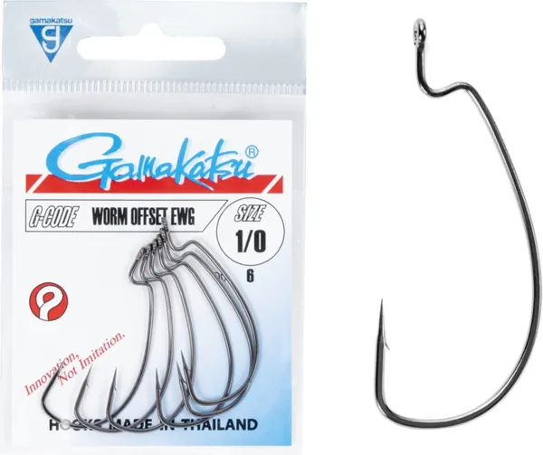 Изображение товара Набор крючков рыболовных Gamakatsu Worm Offset Ewg Hooks Black разм. 1/0 (6шт)