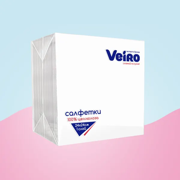 Изображение товара Бумажные салфетки Veiro Столовые сервировочные 1сл (50л, белый)