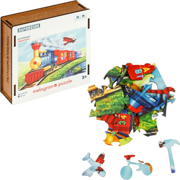 Изображение товара Пазл Melograno Collection Transport. Паровозик детский / МРZСТ27-М (18эл)