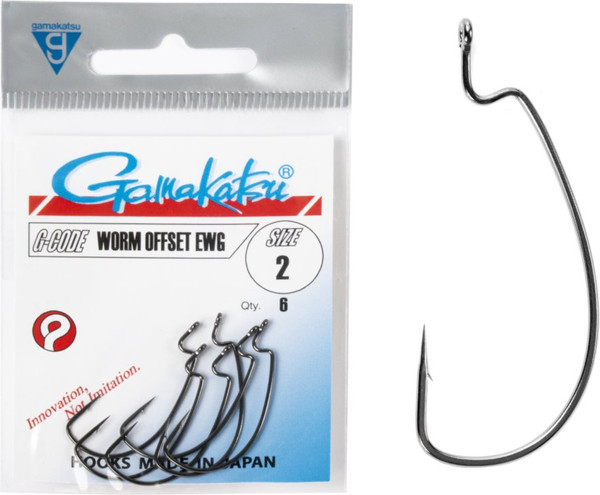Изображение товара Набор крючков рыболовных Gamakatsu Worm Offset Ewg Hooks Black разм. 02 (6шт)