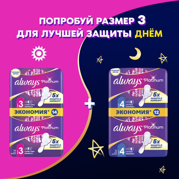 Изображение товара Прокладки гигиенические Always Ultra Platinum Night Quatro ультратонкие (22шт)