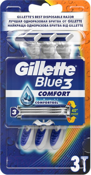 Изображение товара Набор бритвенных станков Gillette Blue 3 Comfort одноразовые (3шт)