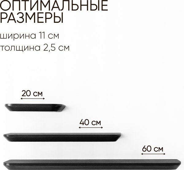 Изображение товара Комплект полок Stal-Massiv UrbansMix11 (черный, 3шт)