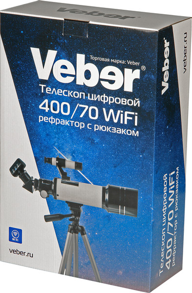 Изображение товара Телескоп Veber 400/70 WiFi рефрактор с рюкзаком / 33363