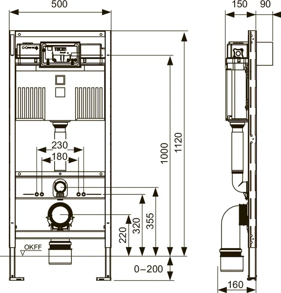 Изображение товара Унитаз подвесной с инсталляцией Grossman GR-4404BMSQ + TECE Profil 9300302