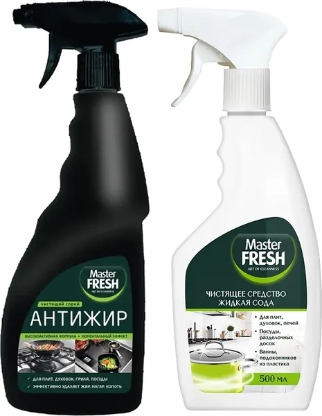 Изображение товара Чистящее средство для кухни Master Fresh Антижир + Жидкая сода (2x500мл)