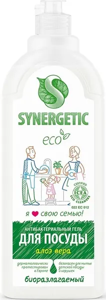 Изображение товара Чистящее средство для кухни Synergetic Антижир + Для мытья посуды Алоэ (500мл+1л)