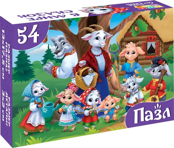 Изображение товара Пазл Puzzle Time Волк и семеро козлят / 10733535 (54эл)